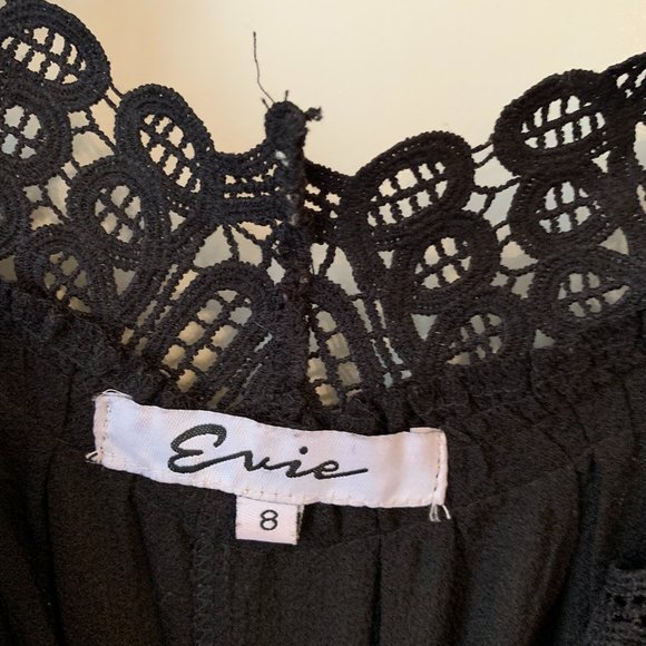 LF Black Lace Drop-Sleeve Romper - Picture 5 of 5